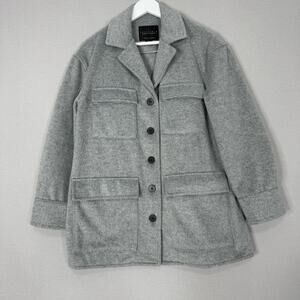 Sanctuary Womens Jacket Small Gray Fisher Car Coat Utility Brushed Felt Shacket